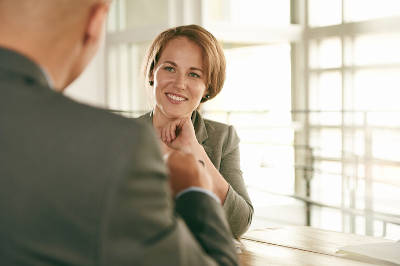 Woman conducting a job interview
